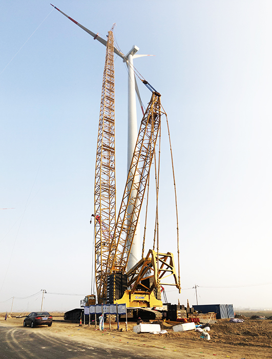 山东德州陵城风电项目最后三台风机吊装圆满完成